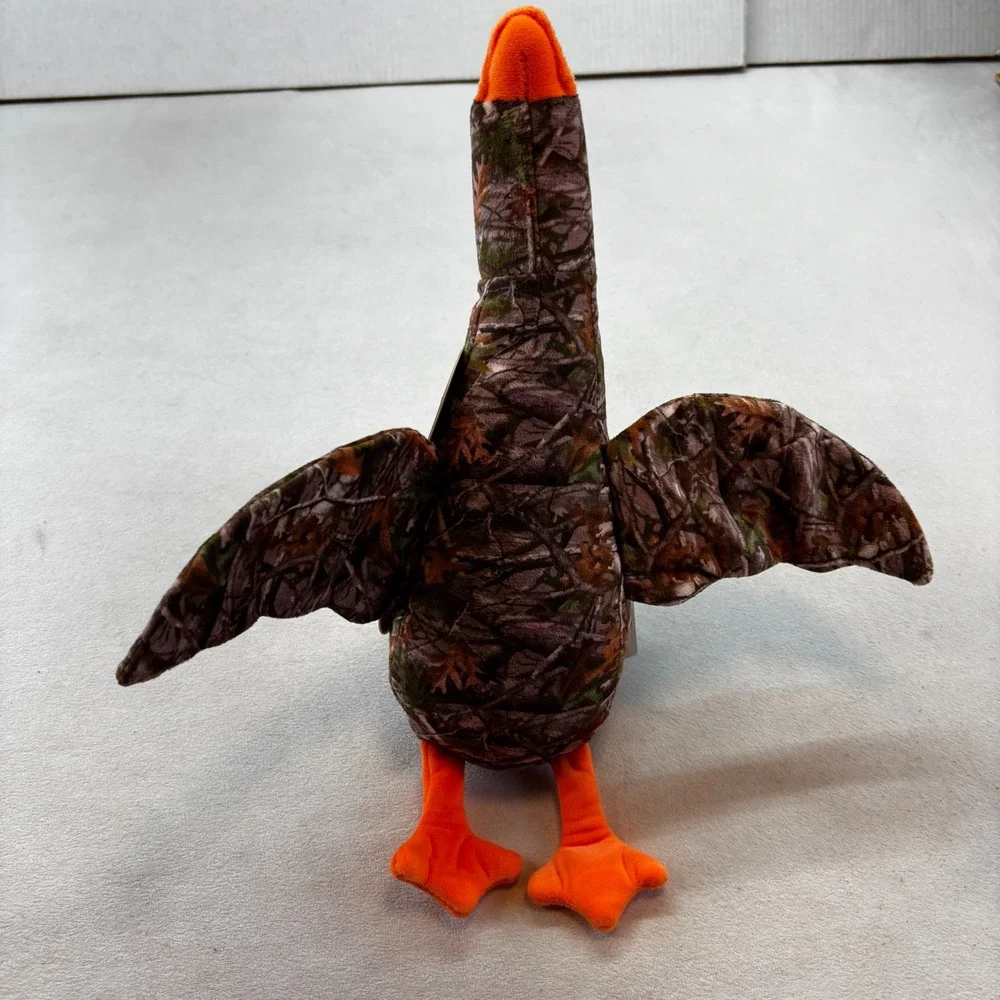 Woof Crew Duck Duck Boom Dog Toy Brown Camo Squeaker Plush